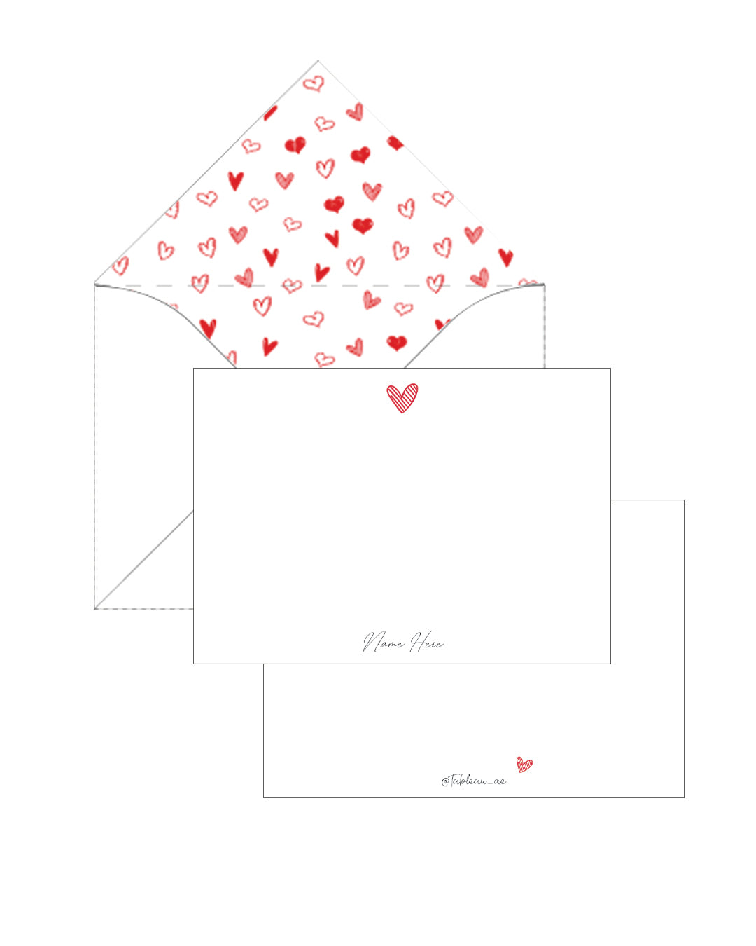 Sketched Hearts - Red